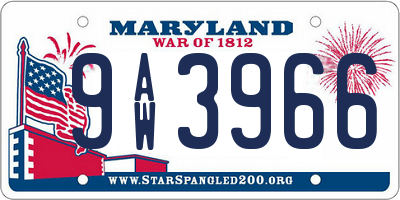 MD license plate 9AW3966