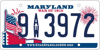 MD license plate 9AW3972