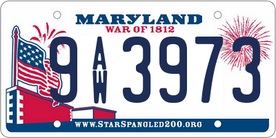 MD license plate 9AW3973