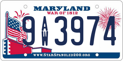 MD license plate 9AW3974
