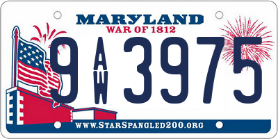 MD license plate 9AW3975