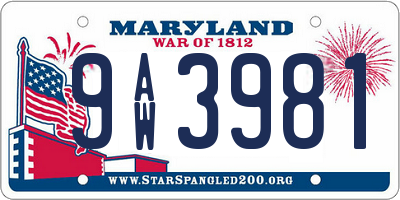 MD license plate 9AW3981