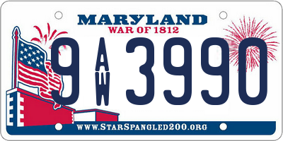 MD license plate 9AW3990