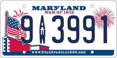 MD license plate 9AW3991