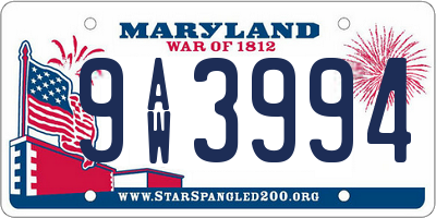 MD license plate 9AW3994