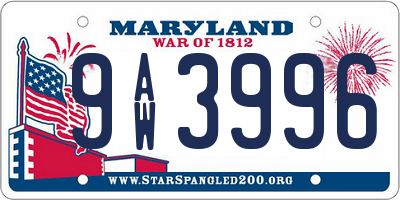 MD license plate 9AW3996