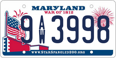 MD license plate 9AW3998