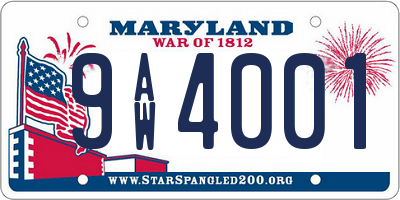 MD license plate 9AW4001