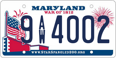 MD license plate 9AW4002