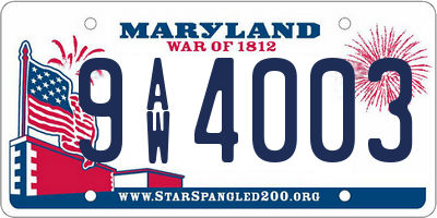 MD license plate 9AW4003