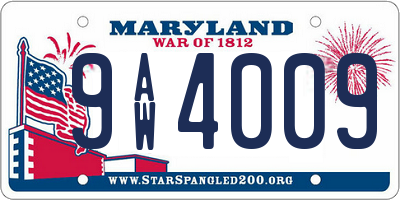 MD license plate 9AW4009