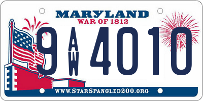 MD license plate 9AW4010
