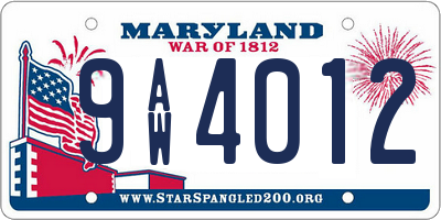 MD license plate 9AW4012