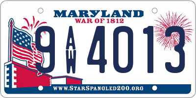 MD license plate 9AW4013