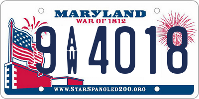 MD license plate 9AW4018