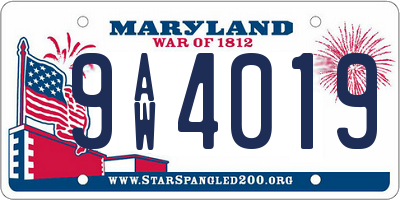 MD license plate 9AW4019