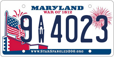 MD license plate 9AW4023