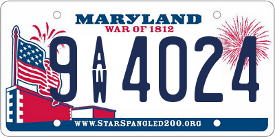 MD license plate 9AW4024