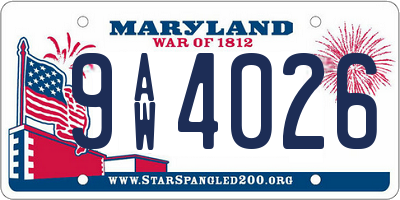 MD license plate 9AW4026