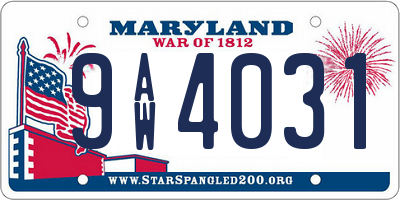 MD license plate 9AW4031