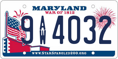MD license plate 9AW4032