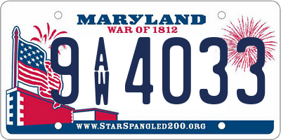 MD license plate 9AW4033