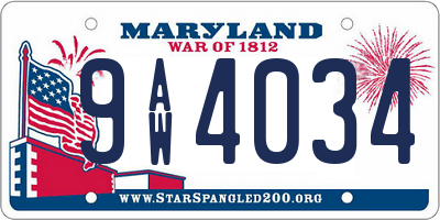 MD license plate 9AW4034
