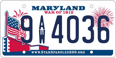 MD license plate 9AW4036