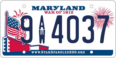 MD license plate 9AW4037