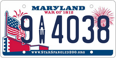 MD license plate 9AW4038