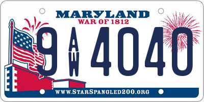 MD license plate 9AW4040