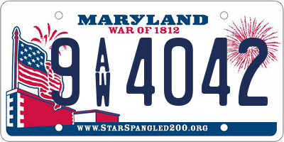 MD license plate 9AW4042