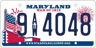 MD license plate 9AW4048
