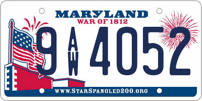 MD license plate 9AW4052
