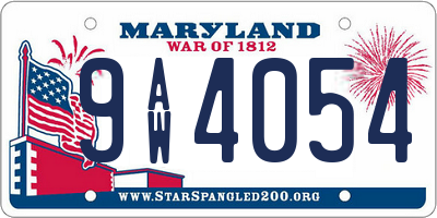 MD license plate 9AW4054