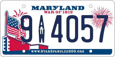 MD license plate 9AW4057