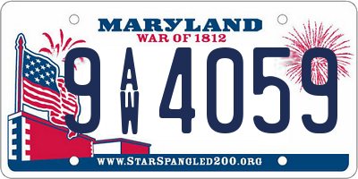 MD license plate 9AW4059