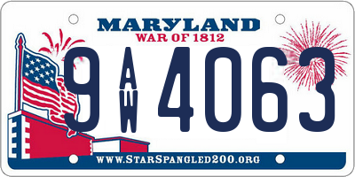 MD license plate 9AW4063