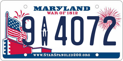 MD license plate 9AW4072