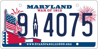 MD license plate 9AW4075