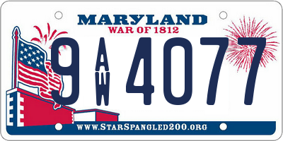 MD license plate 9AW4077