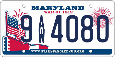 MD license plate 9AW4080