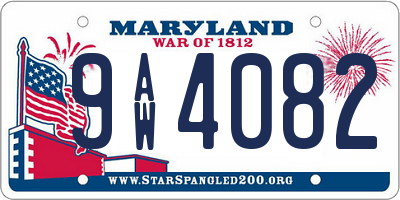 MD license plate 9AW4082