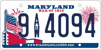 MD license plate 9AW4094