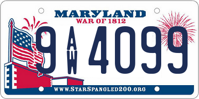 MD license plate 9AW4099