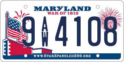 MD license plate 9AW4108