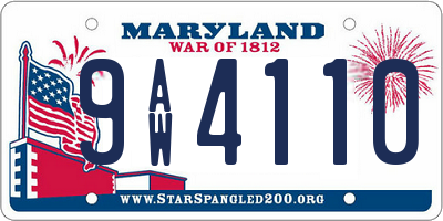 MD license plate 9AW4110