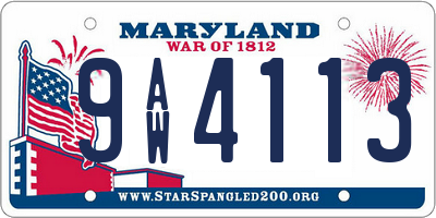 MD license plate 9AW4113