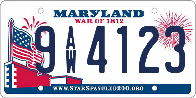 MD license plate 9AW4123