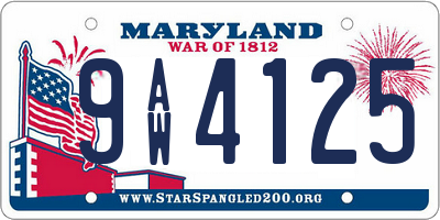 MD license plate 9AW4125
